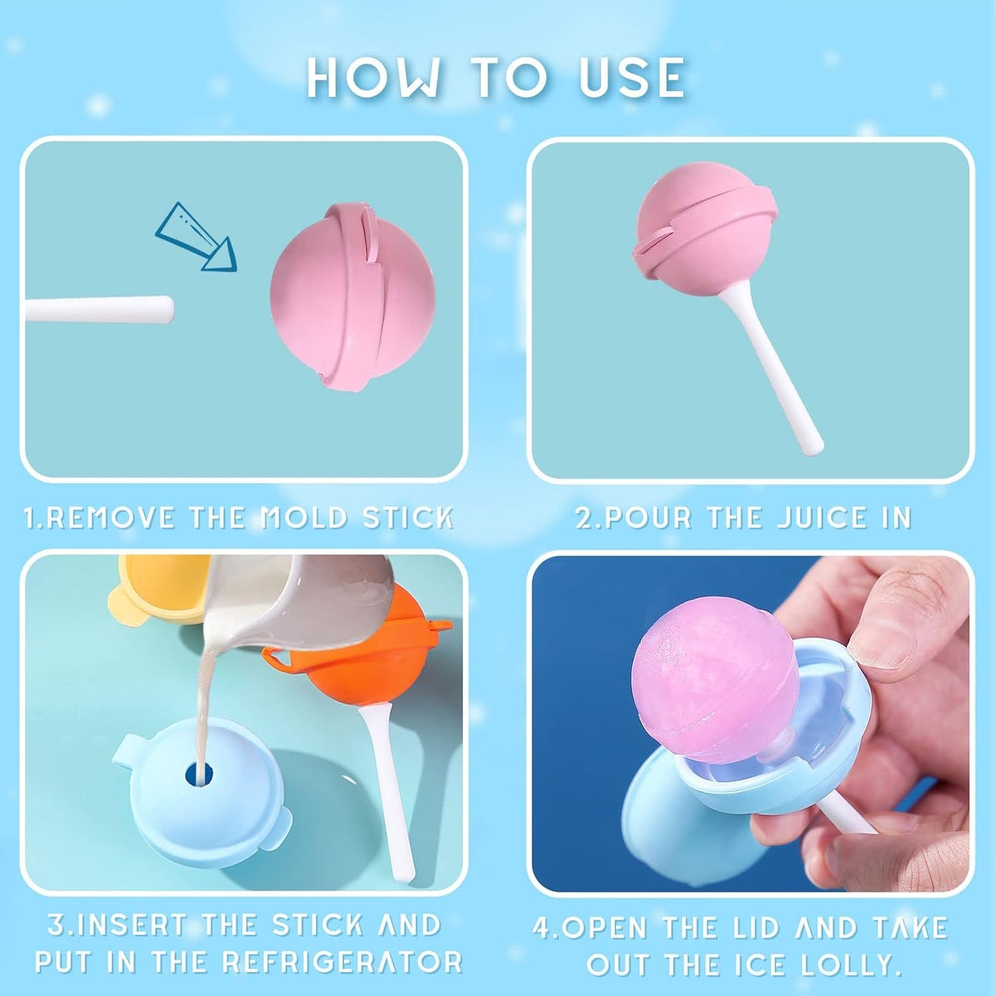 Silicone Lollipop Ice Cream Maker (5 PCS)