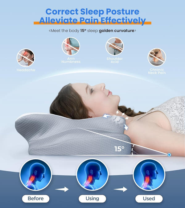 Tenaic Ultra Pain Relief Cooling Pillow for Neck Support